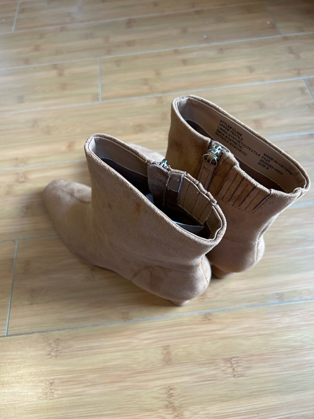 J. Crew Emmie Sueded Snip Toe Tan Ankle Booties - Picture 4 of 7